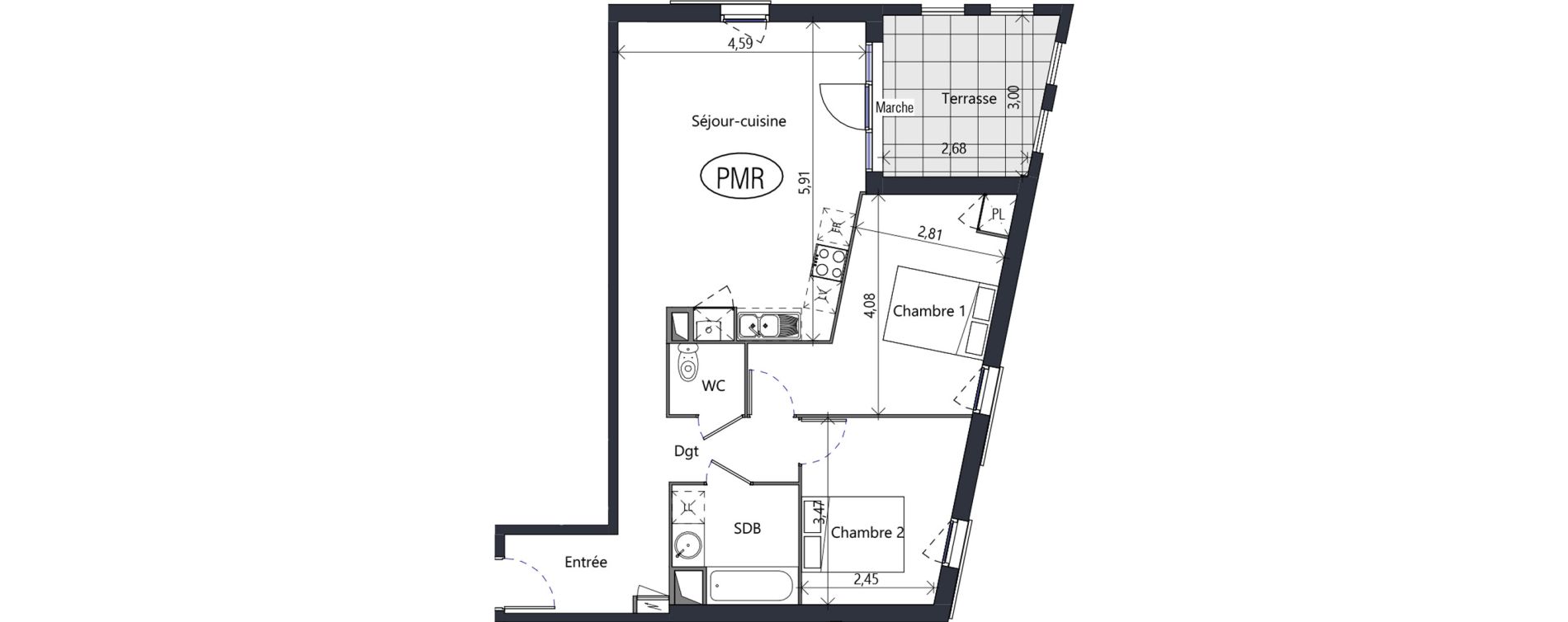 Appartement T3 de 66,10 m2 &agrave; Agde Mirabel