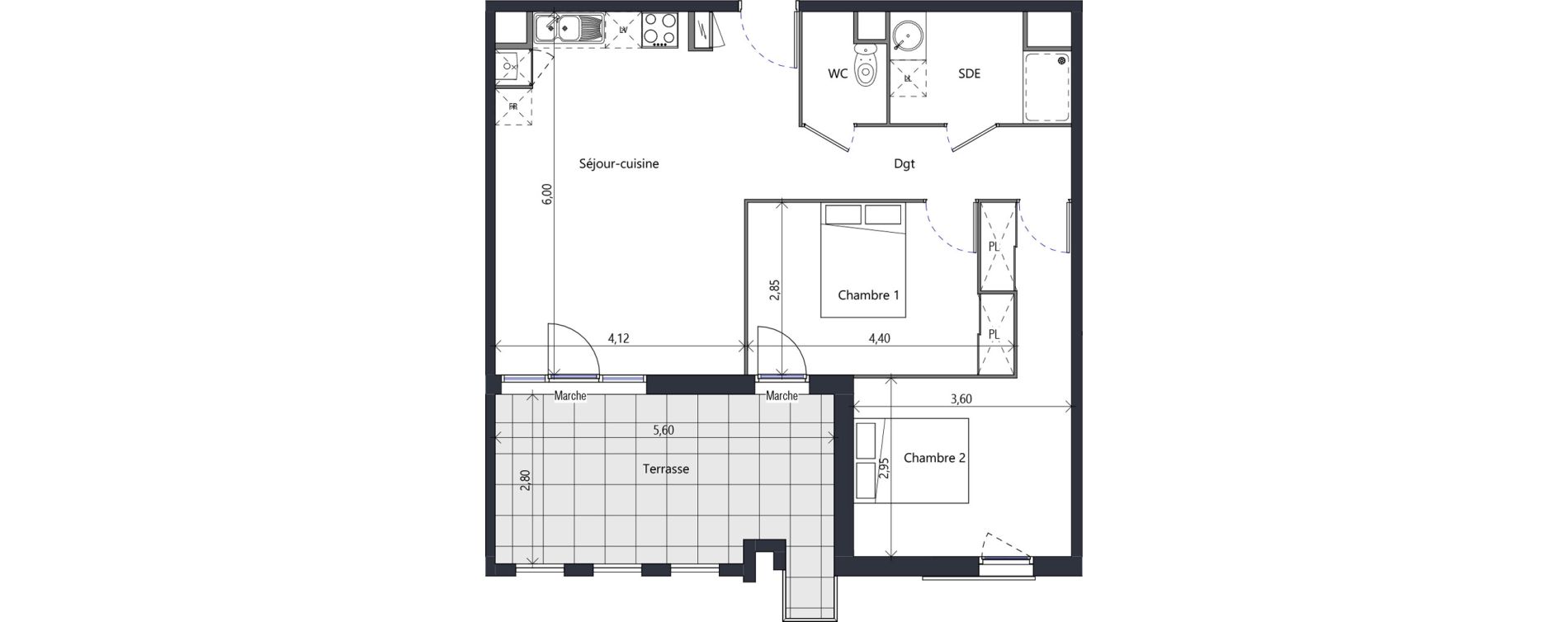 Appartement T3 de 65,30 m2 &agrave; Agde Mirabel