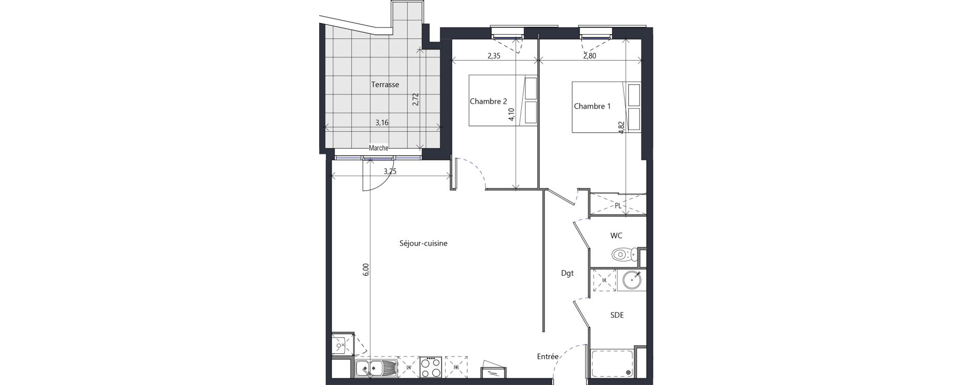 Appartement T3 de 67,10 m2 &agrave; Agde Mirabel