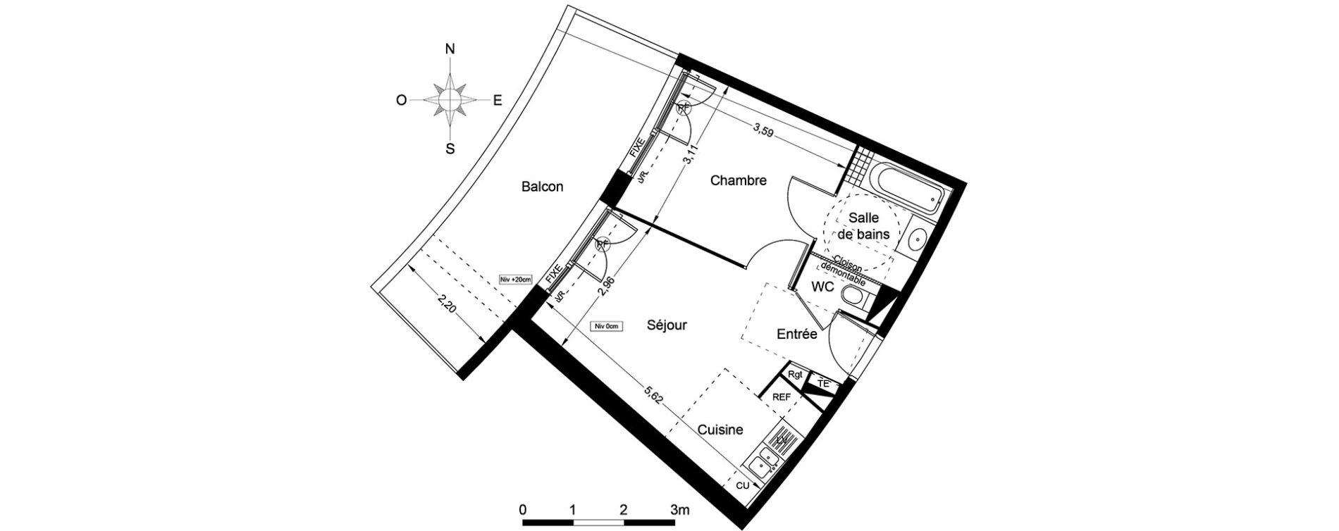 Appartement T2 de 36,90 m2 &agrave; Agde Centre