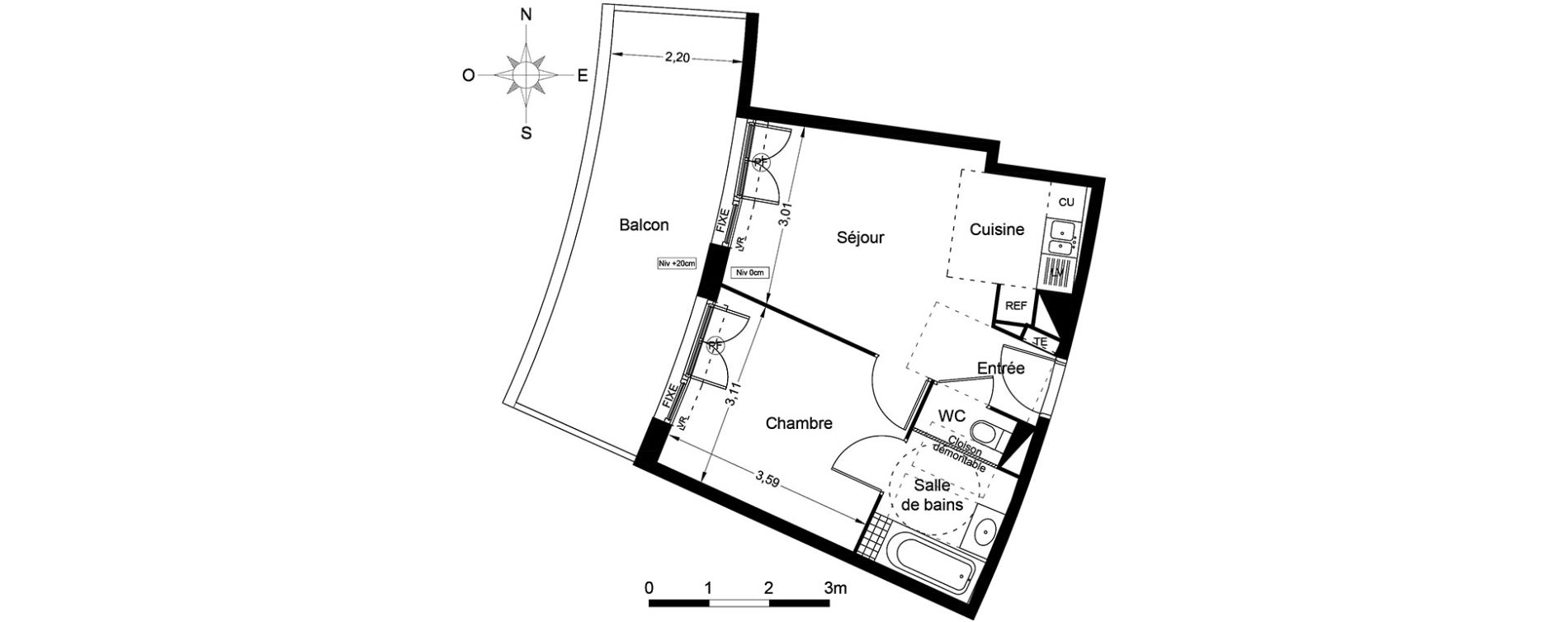 Appartement T2 de 36,25 m2 &agrave; Agde Centre