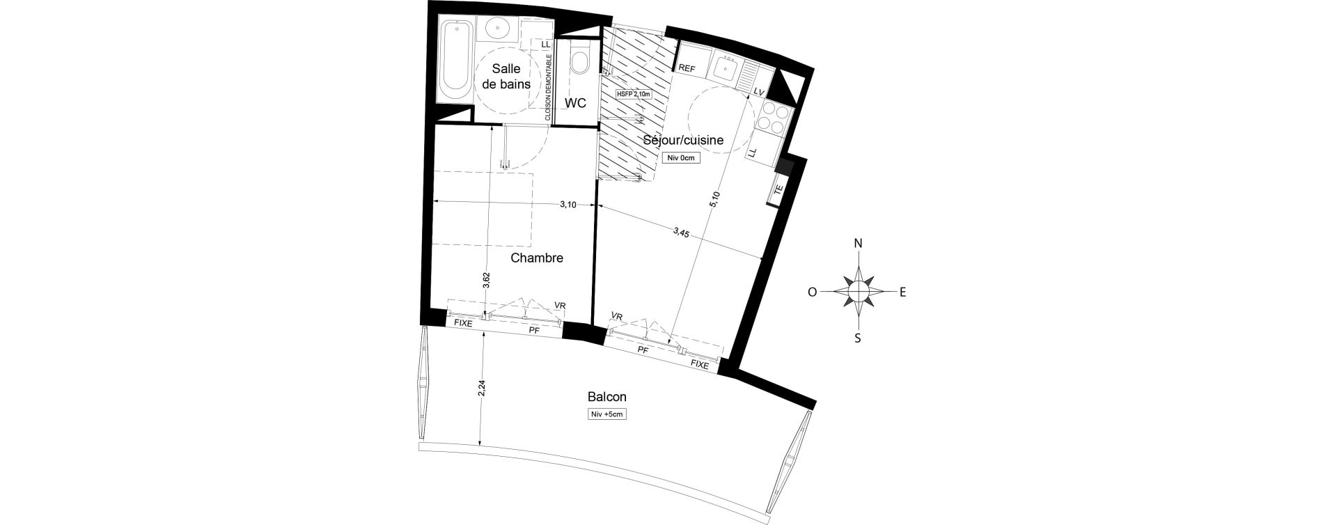 Appartement T2 de 36,25 m2 &agrave; Agde Centre