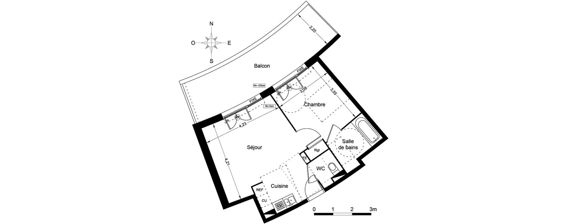 Appartement T2 de 41,95 m2 &agrave; Agde Centre