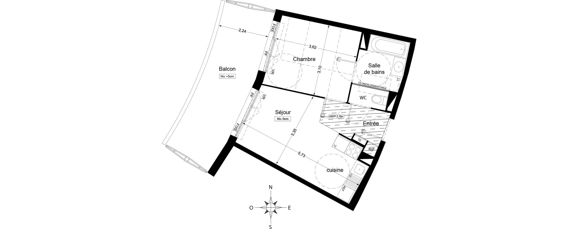 Appartement T2 de 36,80 m2 &agrave; Agde Centre