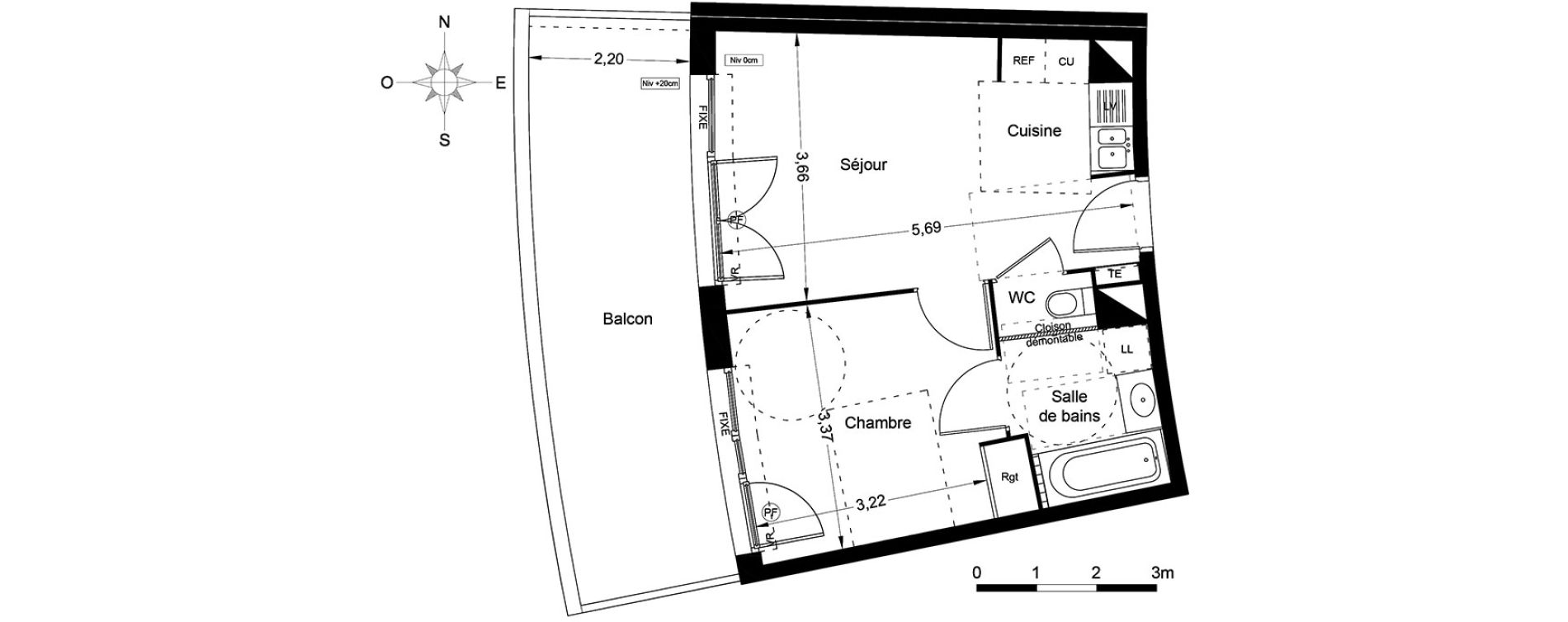 Appartement T2 de 36,55 m2 &agrave; Agde Centre