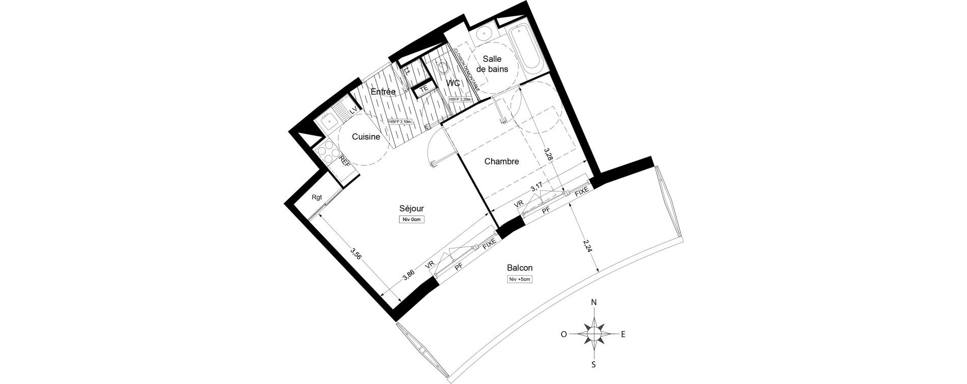 Appartement T2 de 41,80 m2 &agrave; Agde Centre