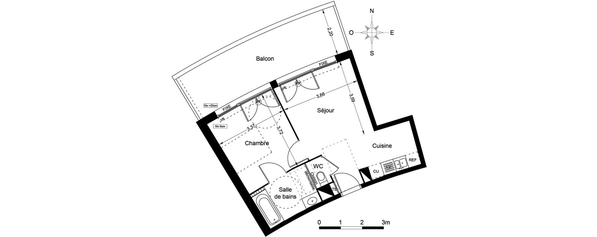 Appartement T2 de 40,15 m2 &agrave; Agde Centre