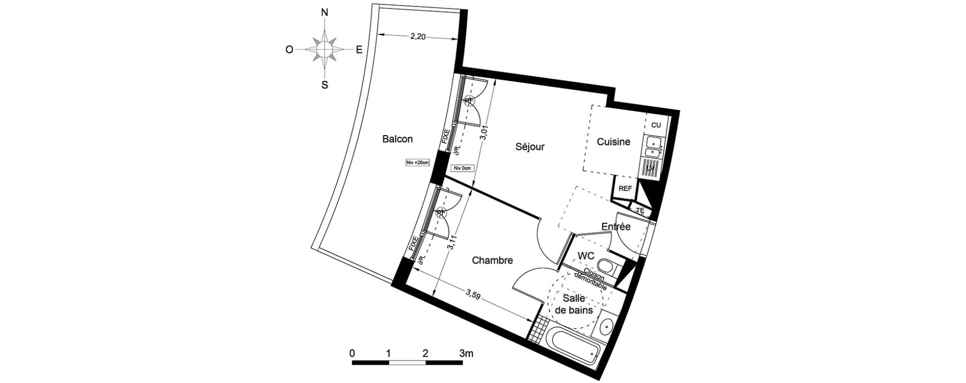 Appartement T2 de 36,25 m2 &agrave; Agde Centre