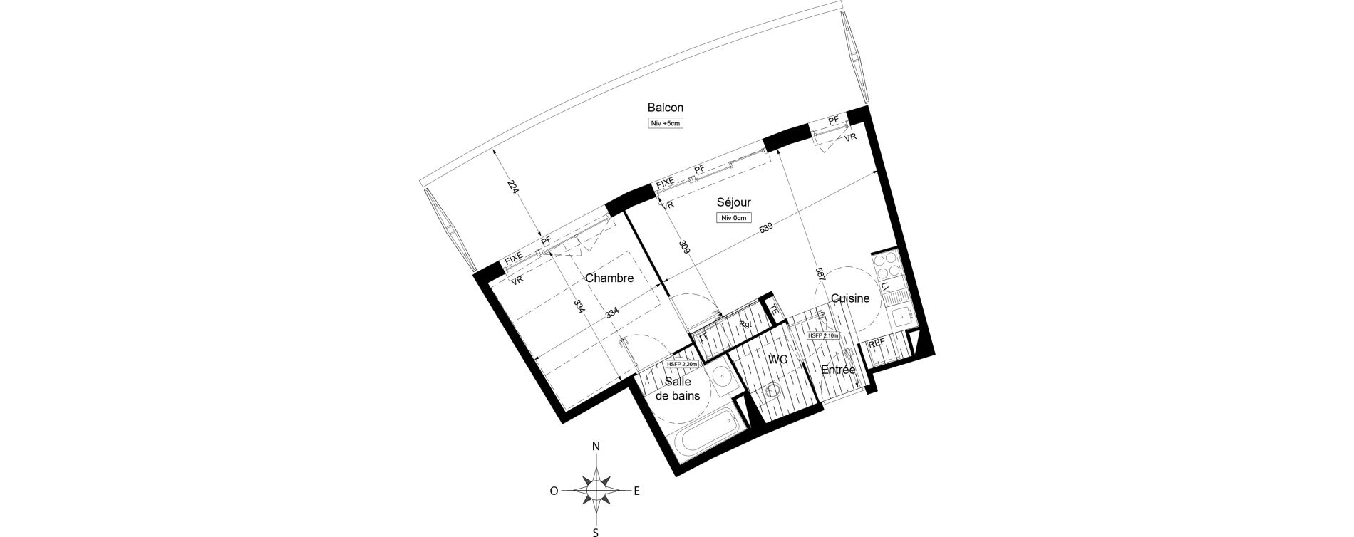 Appartement T2 de 42,40 m2 &agrave; Agde Centre