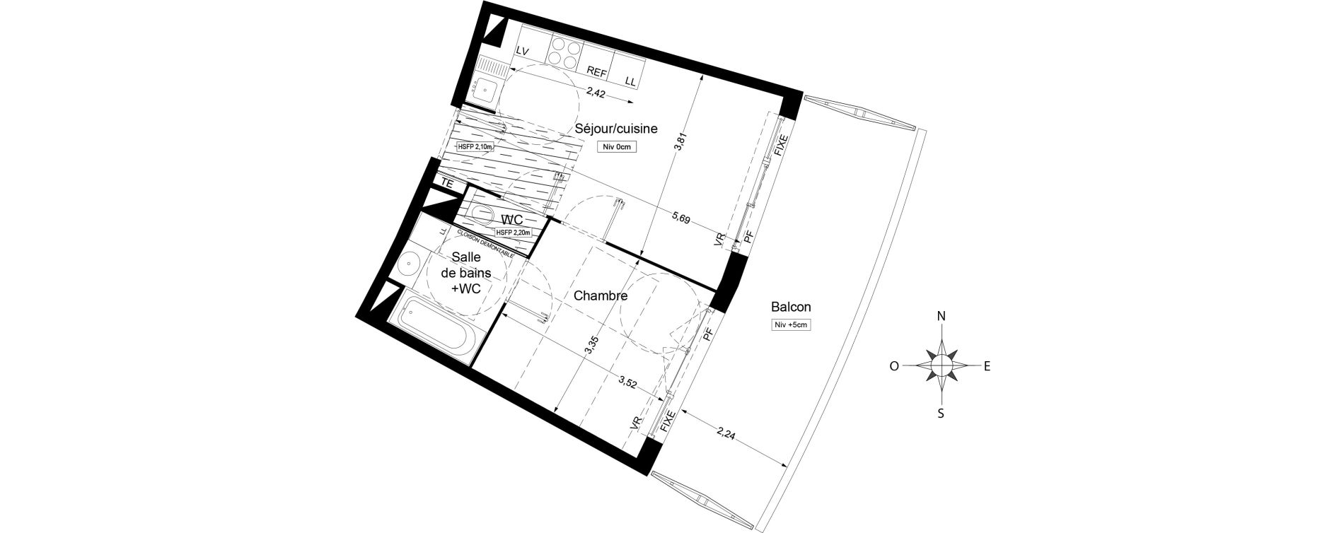 Appartement T2 de 36,40 m2 &agrave; Agde Centre