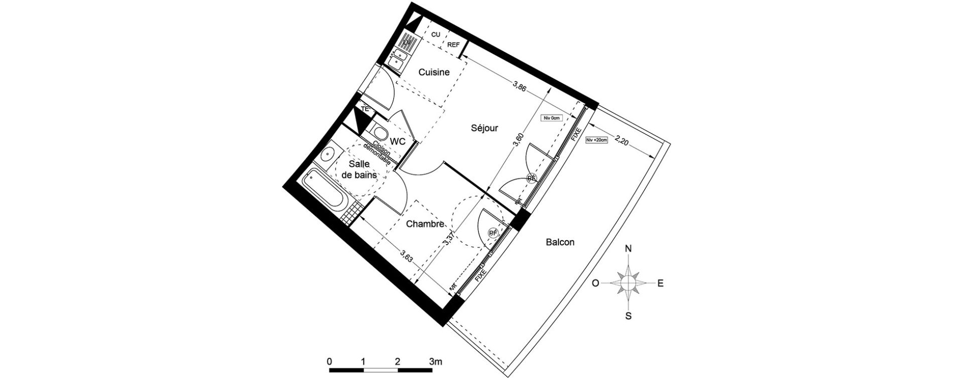 Appartement T2 de 36,75 m2 &agrave; Agde Centre