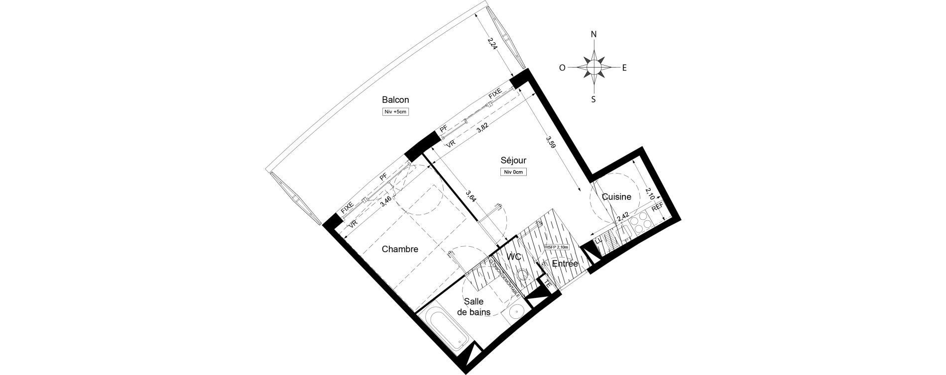 Appartement T2 de 39,90 m2 &agrave; Agde Centre