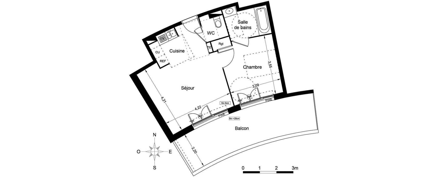 Appartement T2 de 41,95 m2 &agrave; Agde Centre
