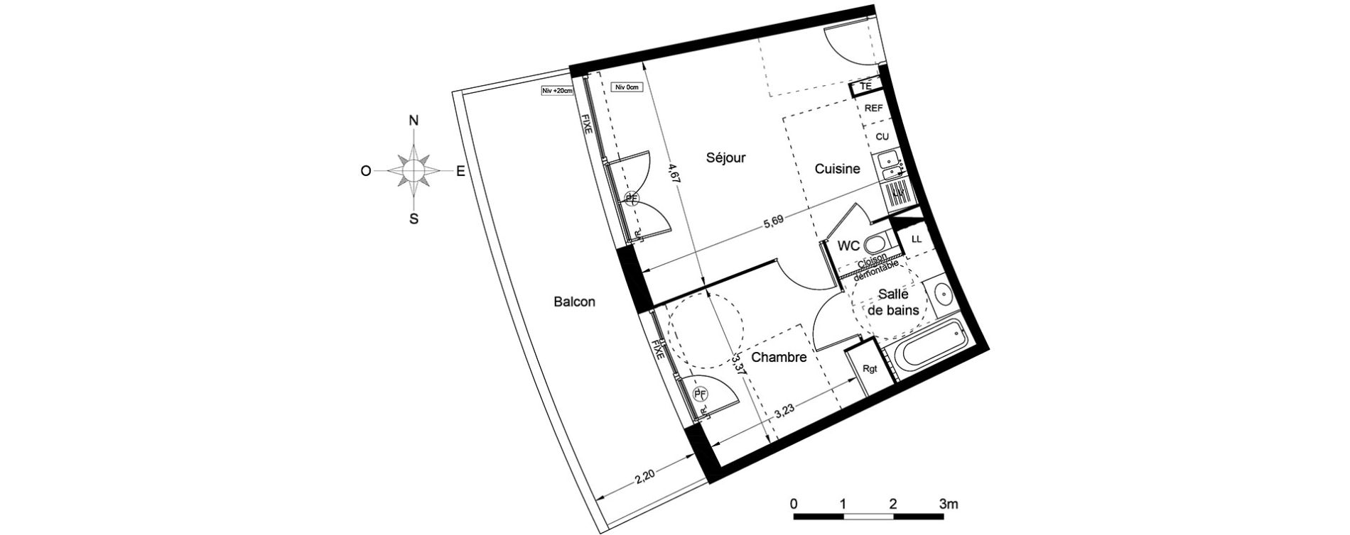 Appartement T2 de 42,50 m2 &agrave; Agde Centre