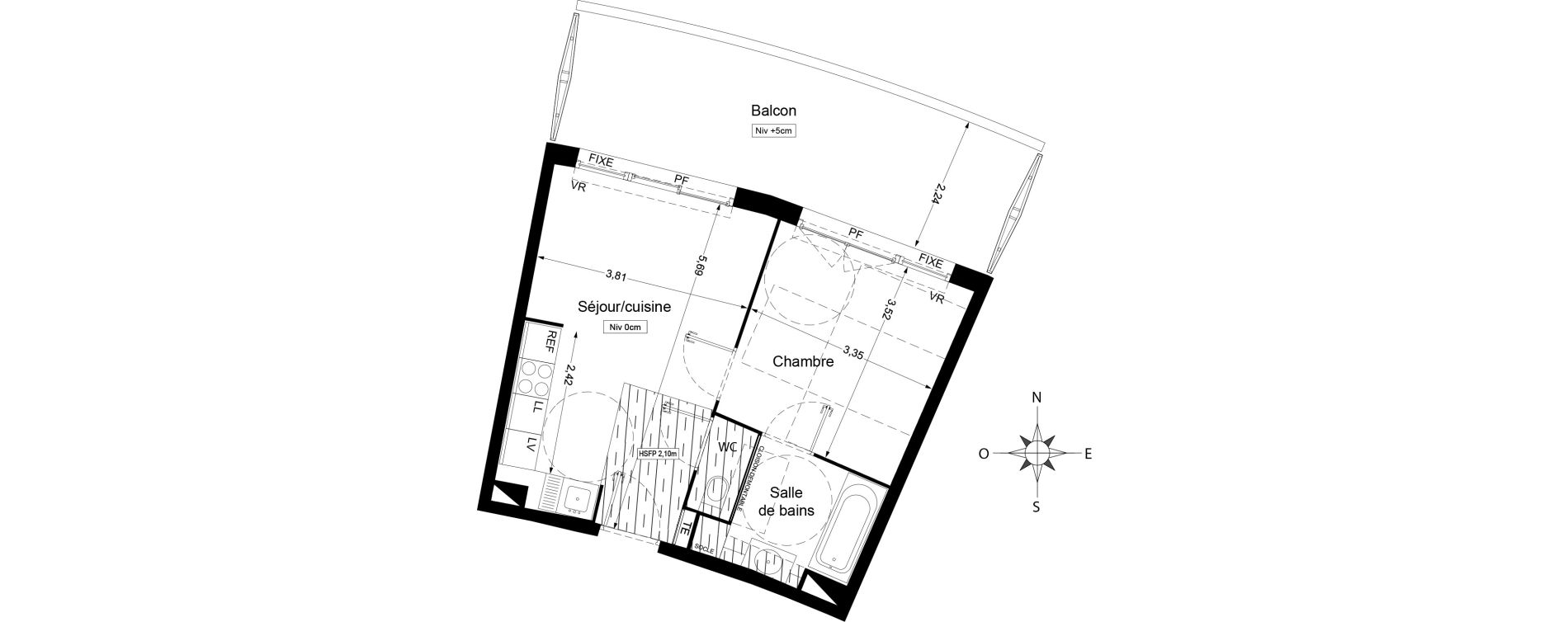Appartement T2 de 36,85 m2 &agrave; Agde Centre