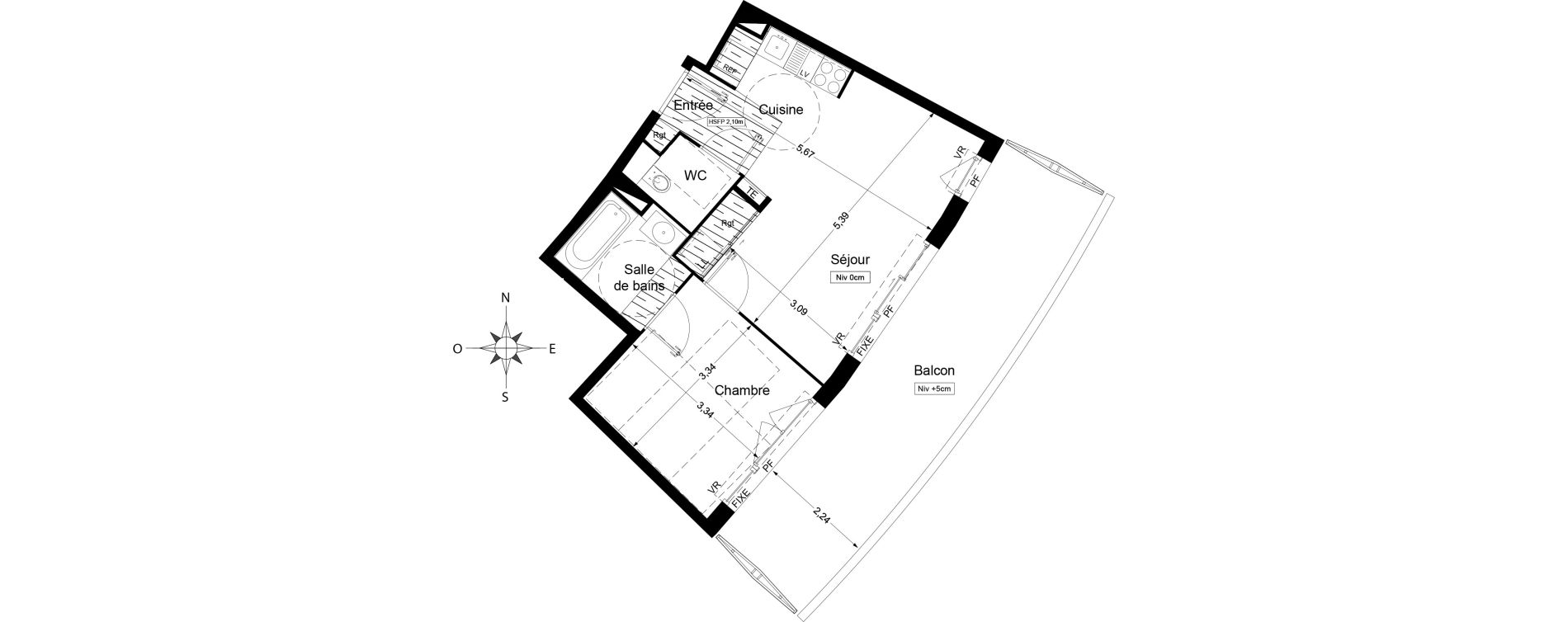 Appartement T2 de 42,40 m2 &agrave; Agde Centre