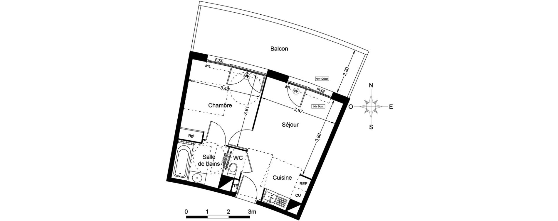 Appartement T2 de 37,10 m2 &agrave; Agde Centre