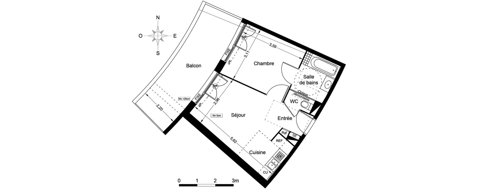 Appartement T2 de 36,90 m2 &agrave; Agde Centre