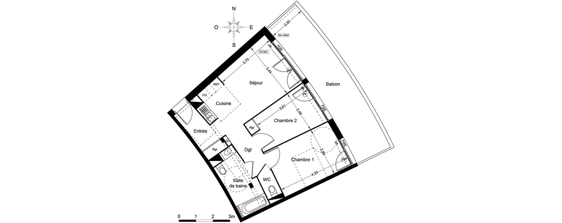 Appartement T3 de 56,35 m2 &agrave; Agde Centre