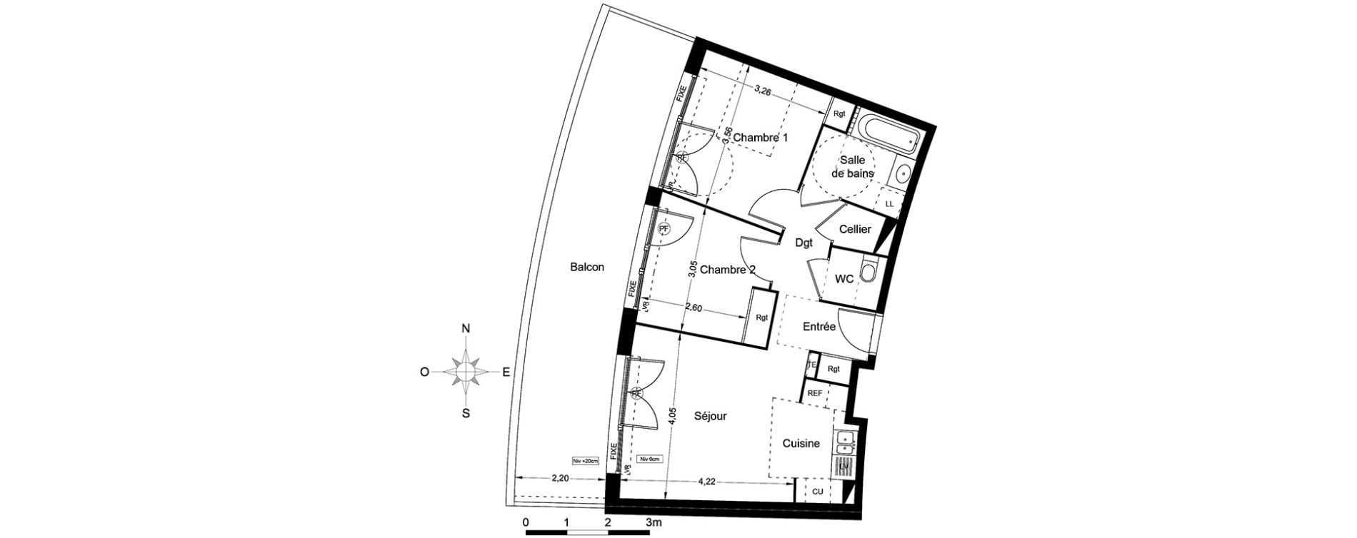 Appartement T3 de 55,45 m2 &agrave; Agde Centre