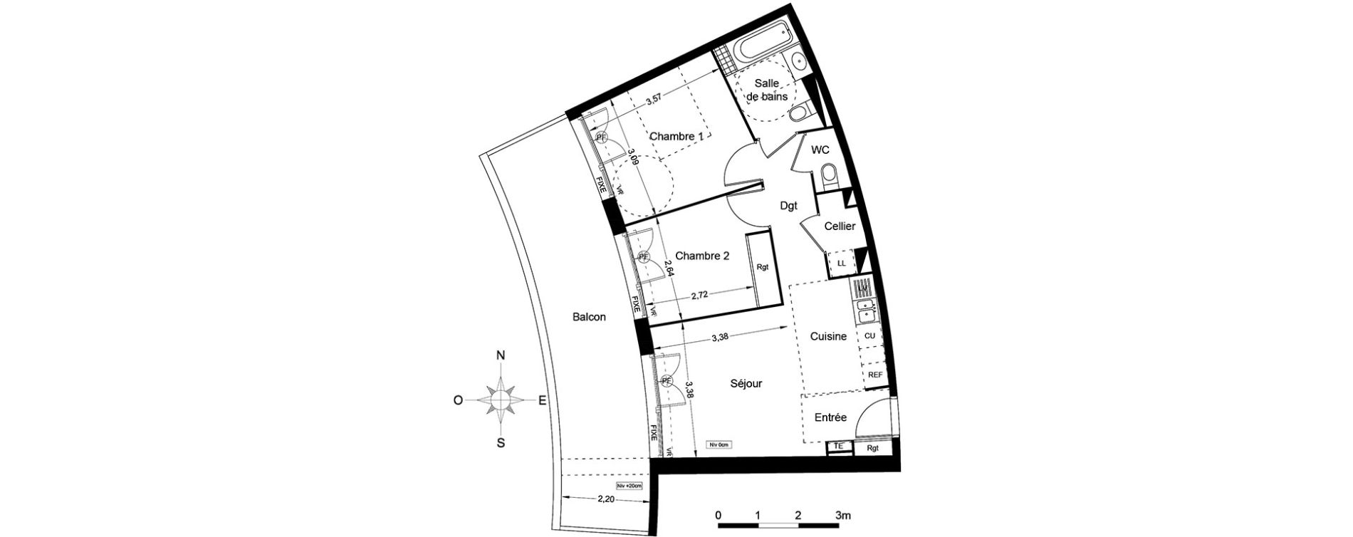 Appartement T3 de 55,40 m2 &agrave; Agde Centre