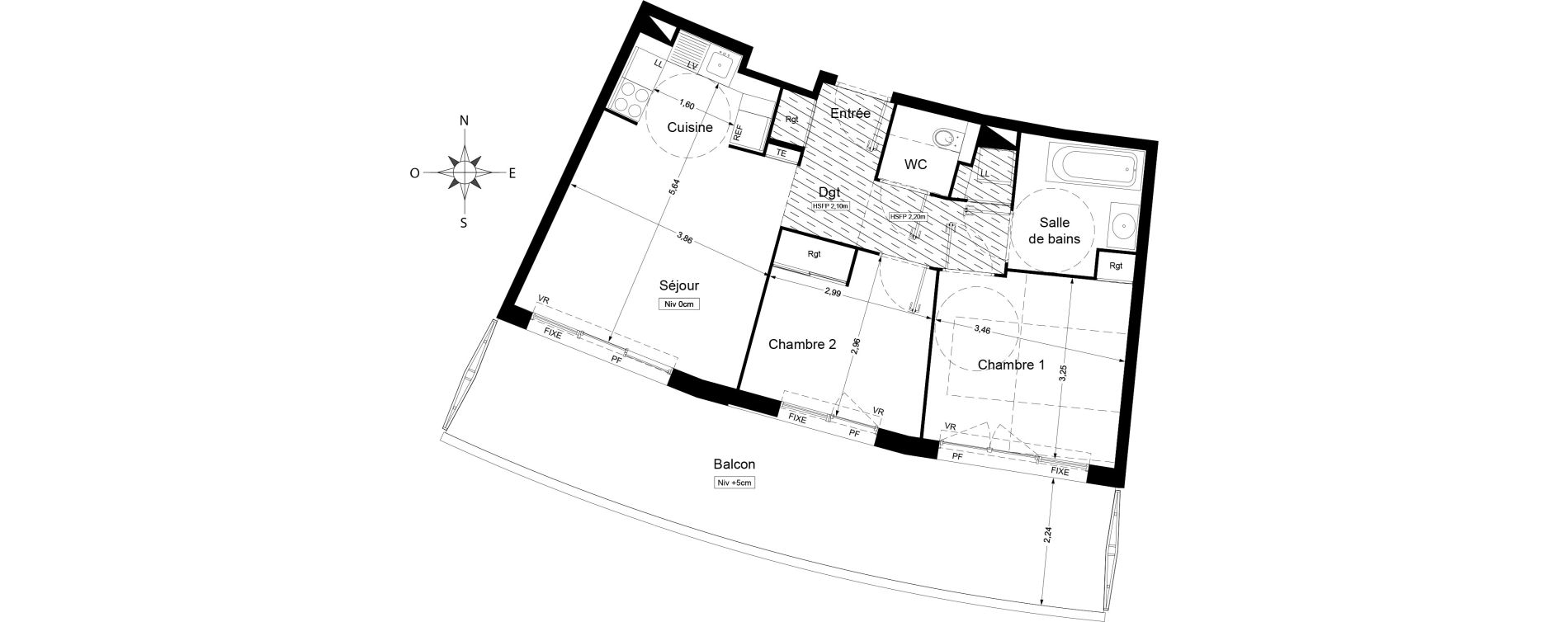 Appartement T3 de 55,95 m2 &agrave; Agde Centre