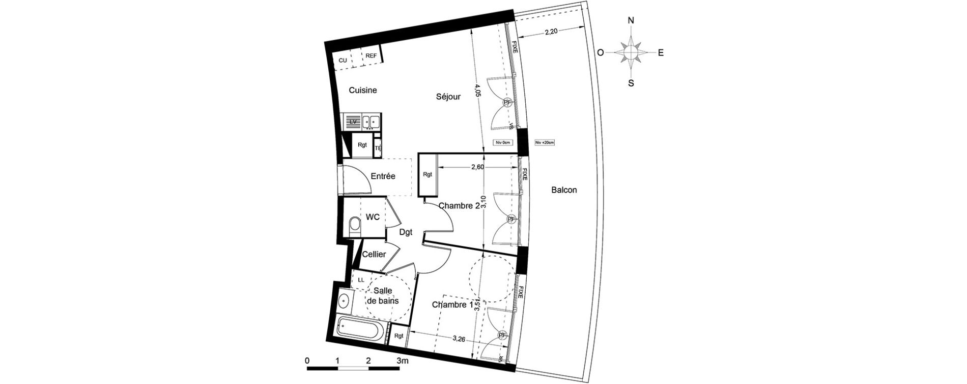 Appartement T3 de 55,35 m2 &agrave; Agde Centre