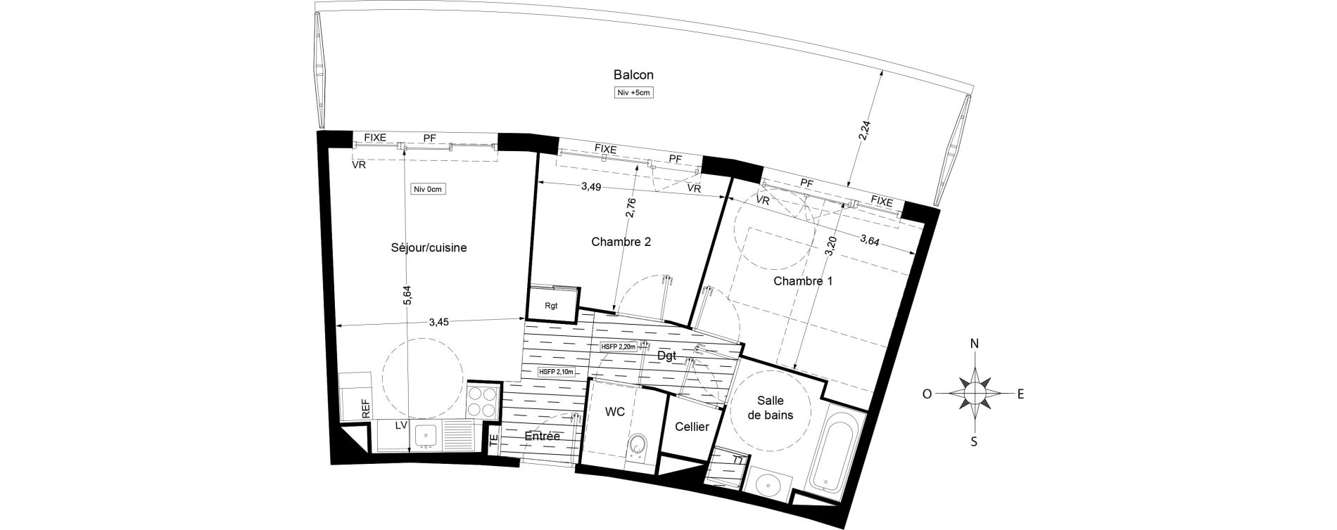 Appartement T3 de 56,05 m2 &agrave; Agde Centre