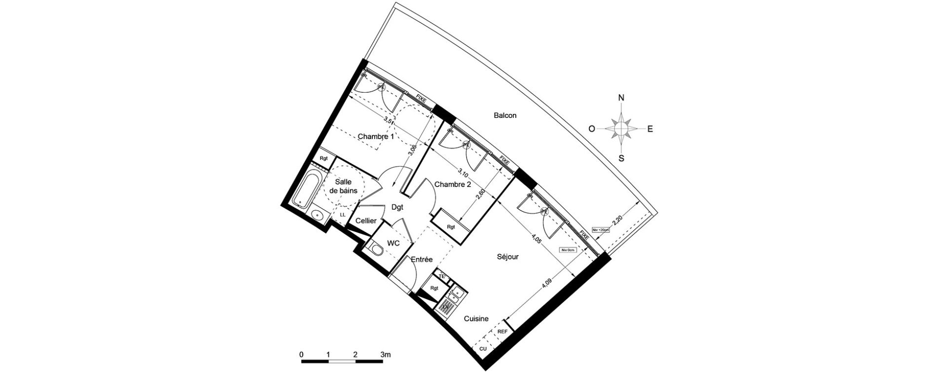 Appartement T3 de 55,35 m2 &agrave; Agde Centre