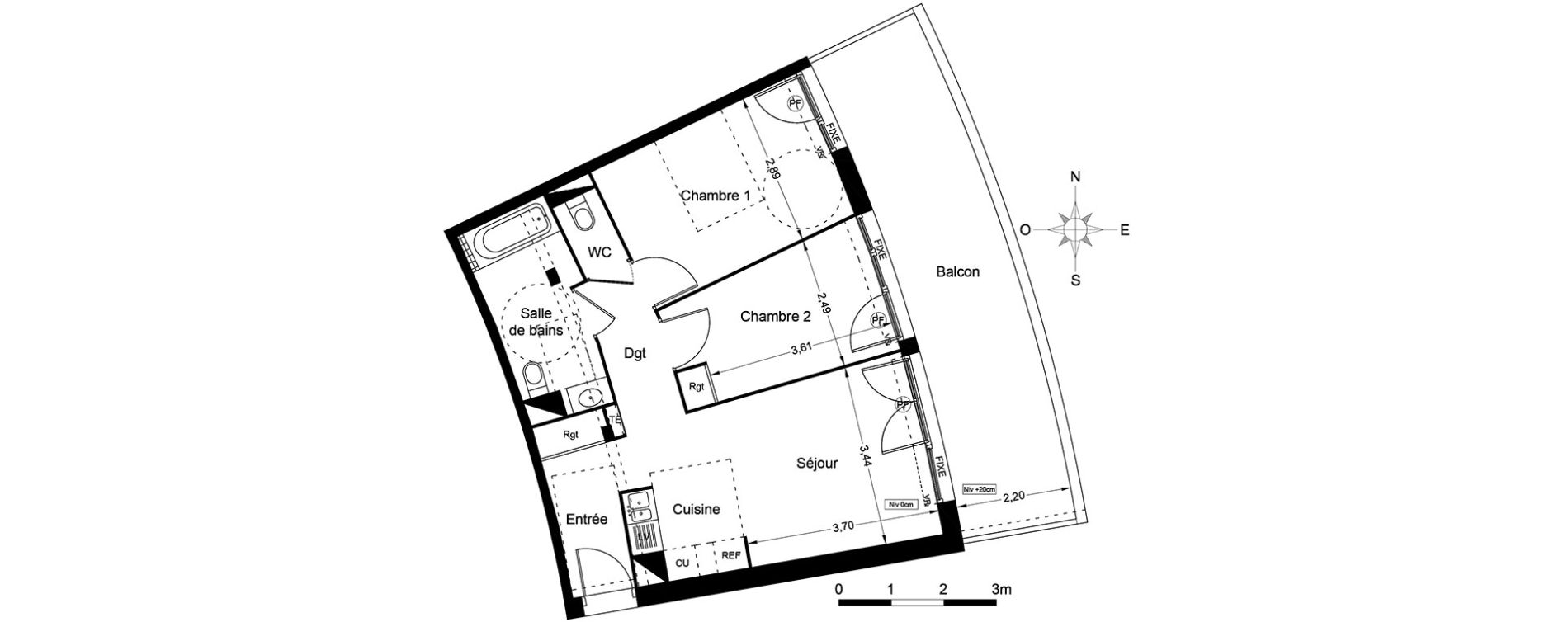 Appartement T3 de 56,35 m2 &agrave; Agde Centre