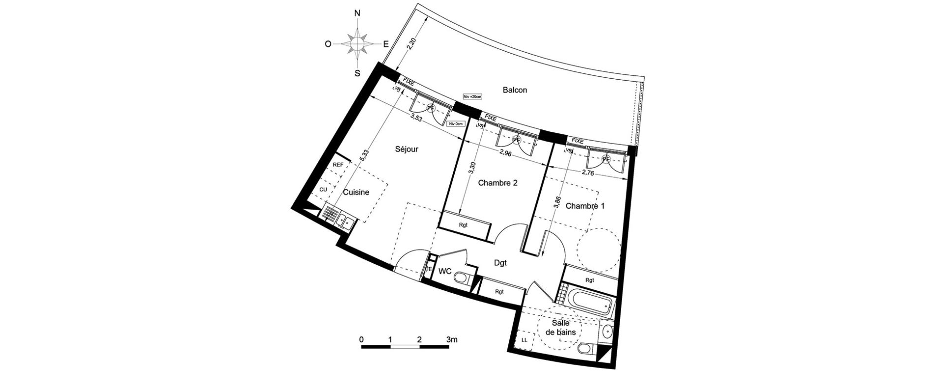 Appartement T3 de 60,80 m2 &agrave; Agde Centre