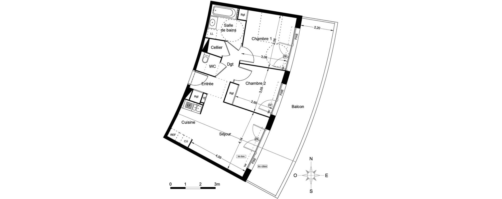 Appartement T3 de 56,45 m2 &agrave; Agde Centre