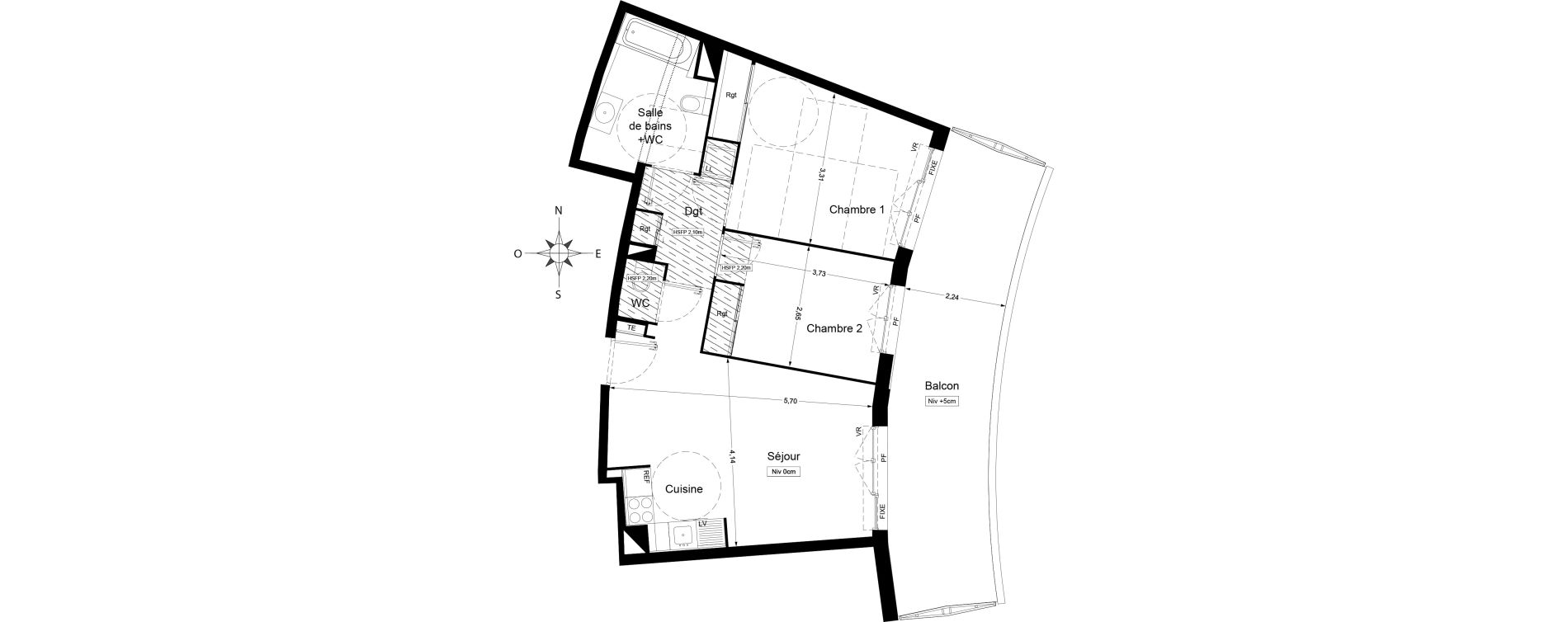 Appartement T3 de 61,20 m2 &agrave; Agde Centre