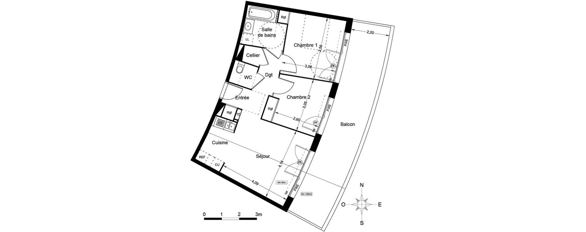 Appartement T3 de 56,45 m2 &agrave; Agde Centre
