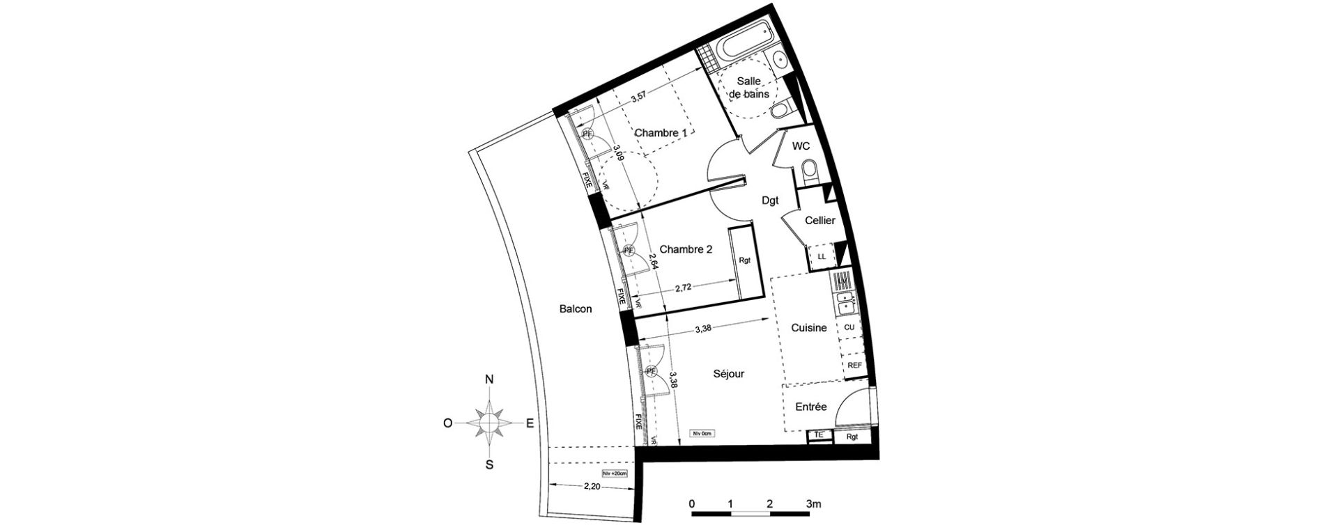 Appartement T3 de 55,40 m2 &agrave; Agde Centre