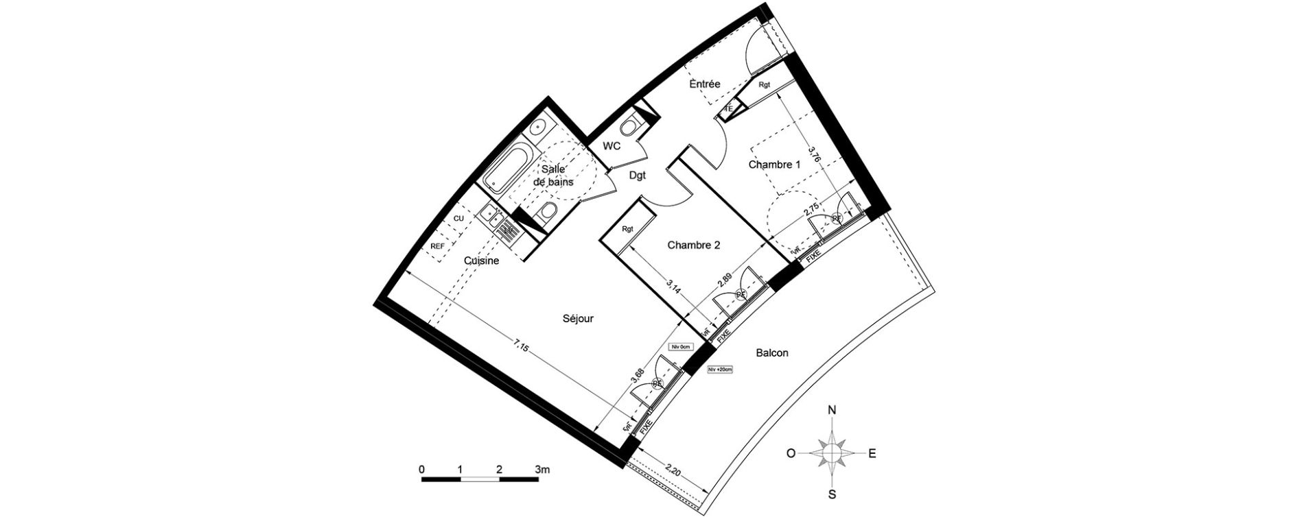 Appartement T3 de 65,95 m2 &agrave; Agde Centre