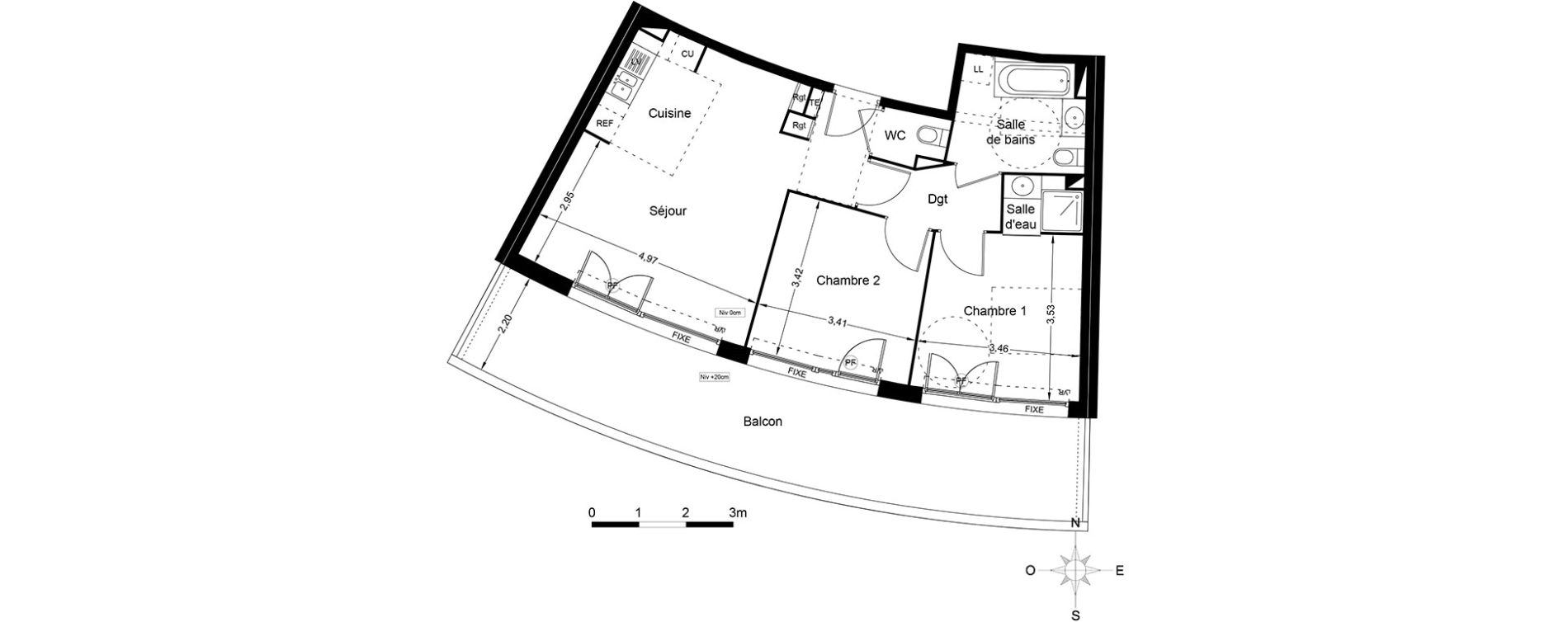 Appartement T3 de 64,80 m2 &agrave; Agde Centre