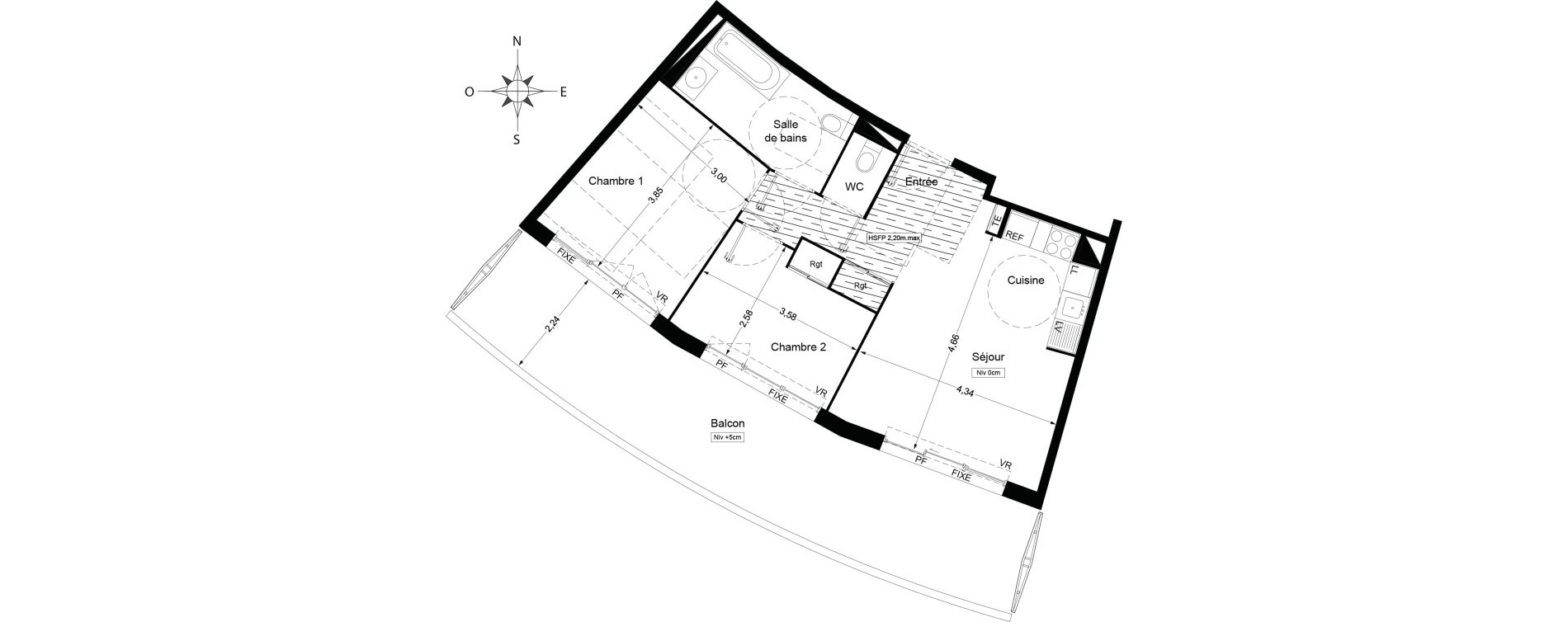 Appartement T3 de 57,10 m2 &agrave; Agde Centre