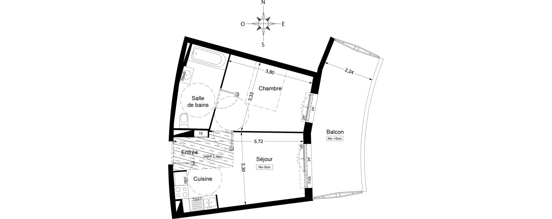 Appartement T2 de 35,80 m2 &agrave; Agde Centre
