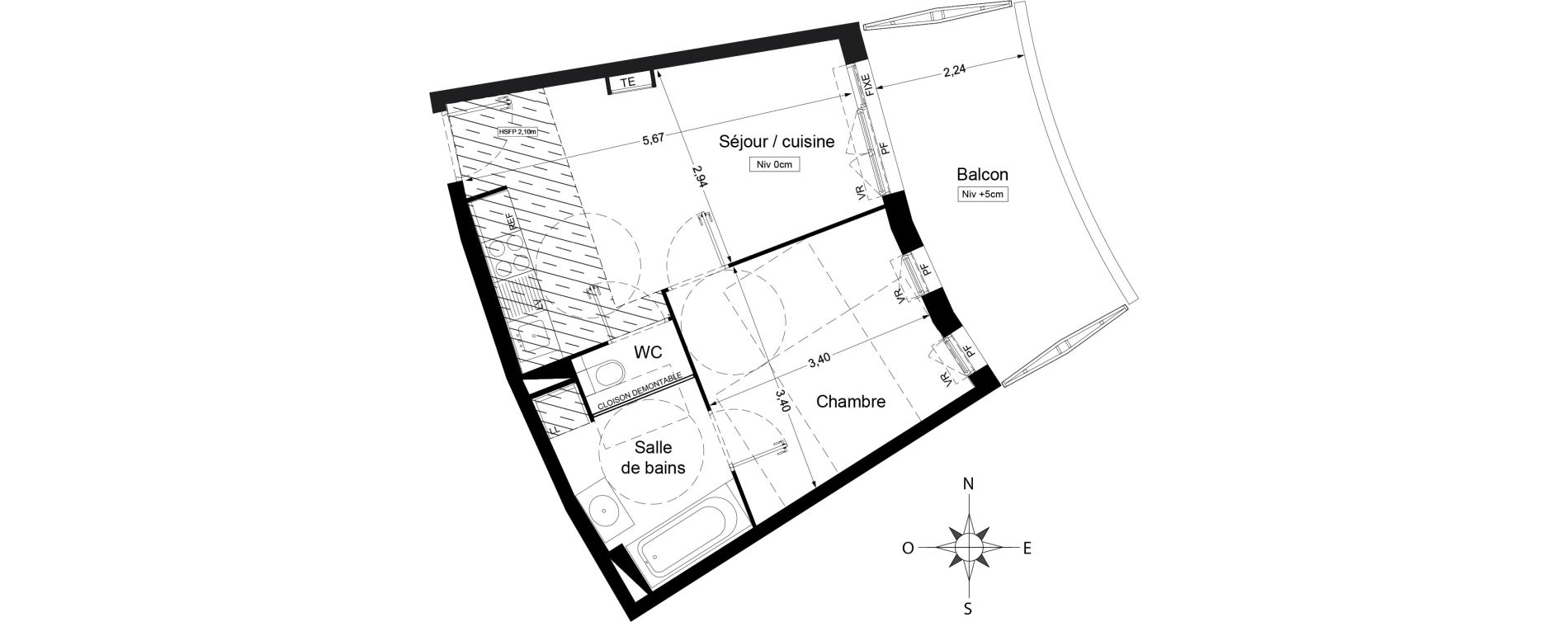 Appartement T2 de 36,20 m2 &agrave; Agde Centre