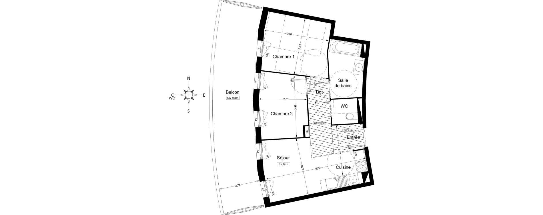 Appartement T3 de 50,45 m2 &agrave; Agde Centre