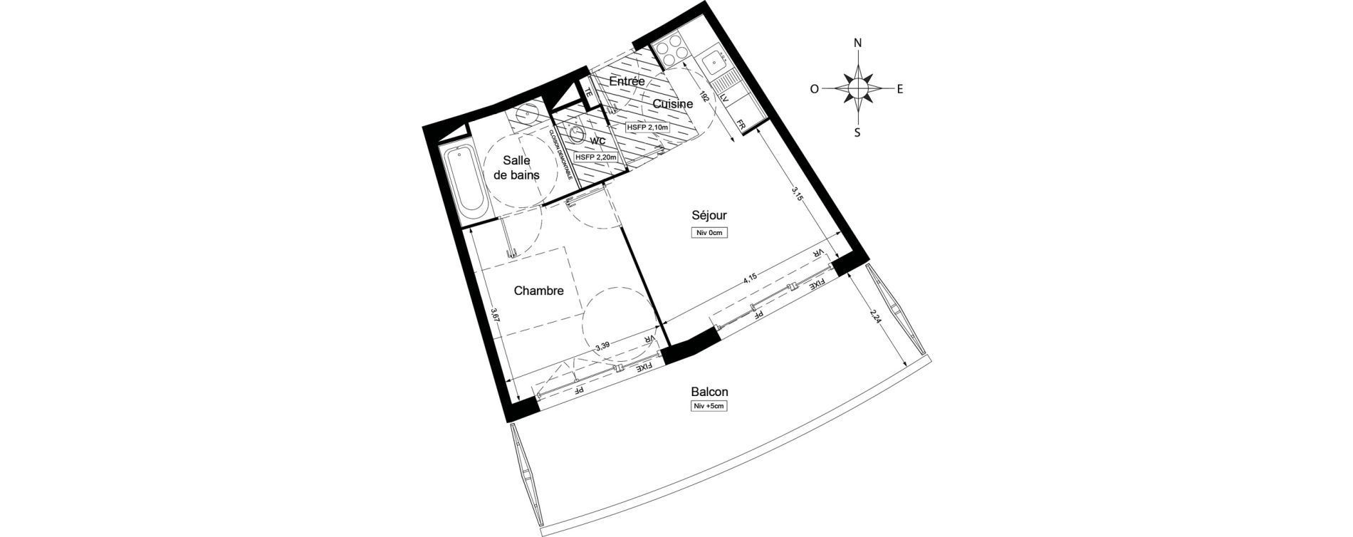 Appartement T2 de 37,00 m2 &agrave; Agde Centre