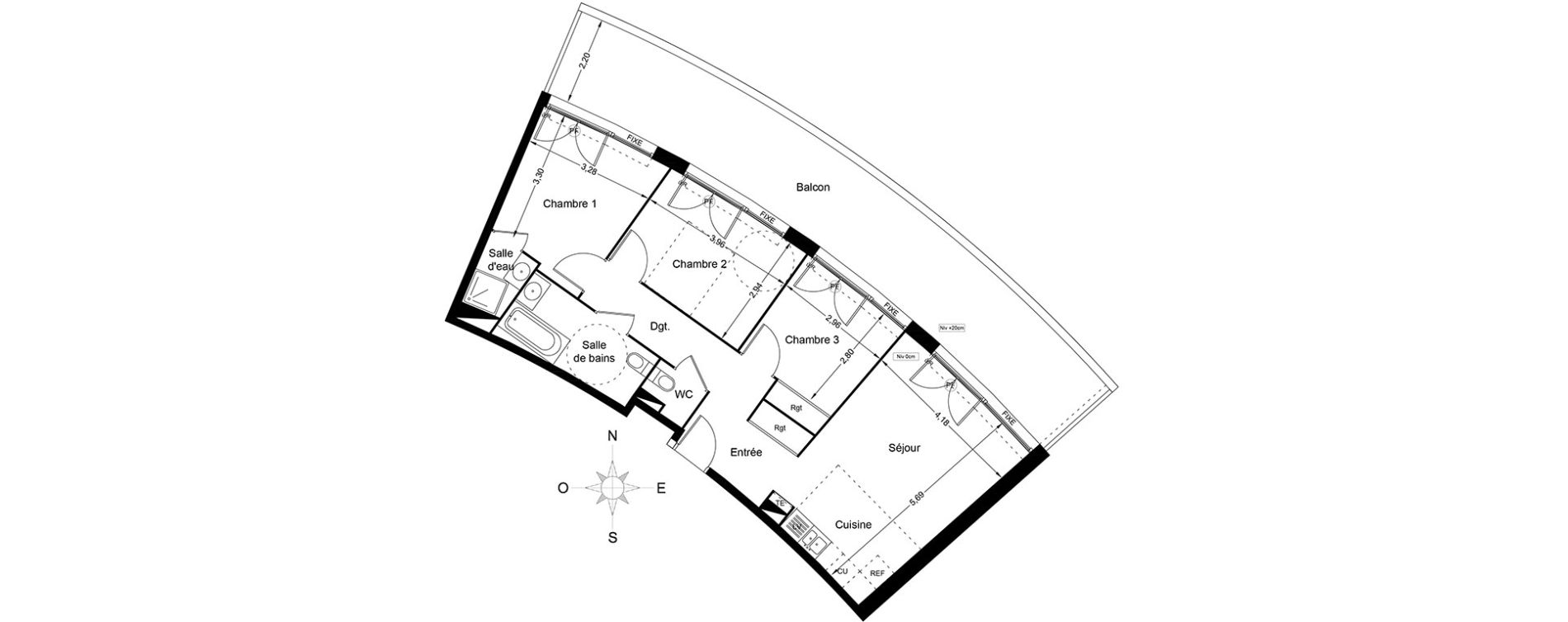 Appartement T4 de 73,40 m2 &agrave; Agde Centre
