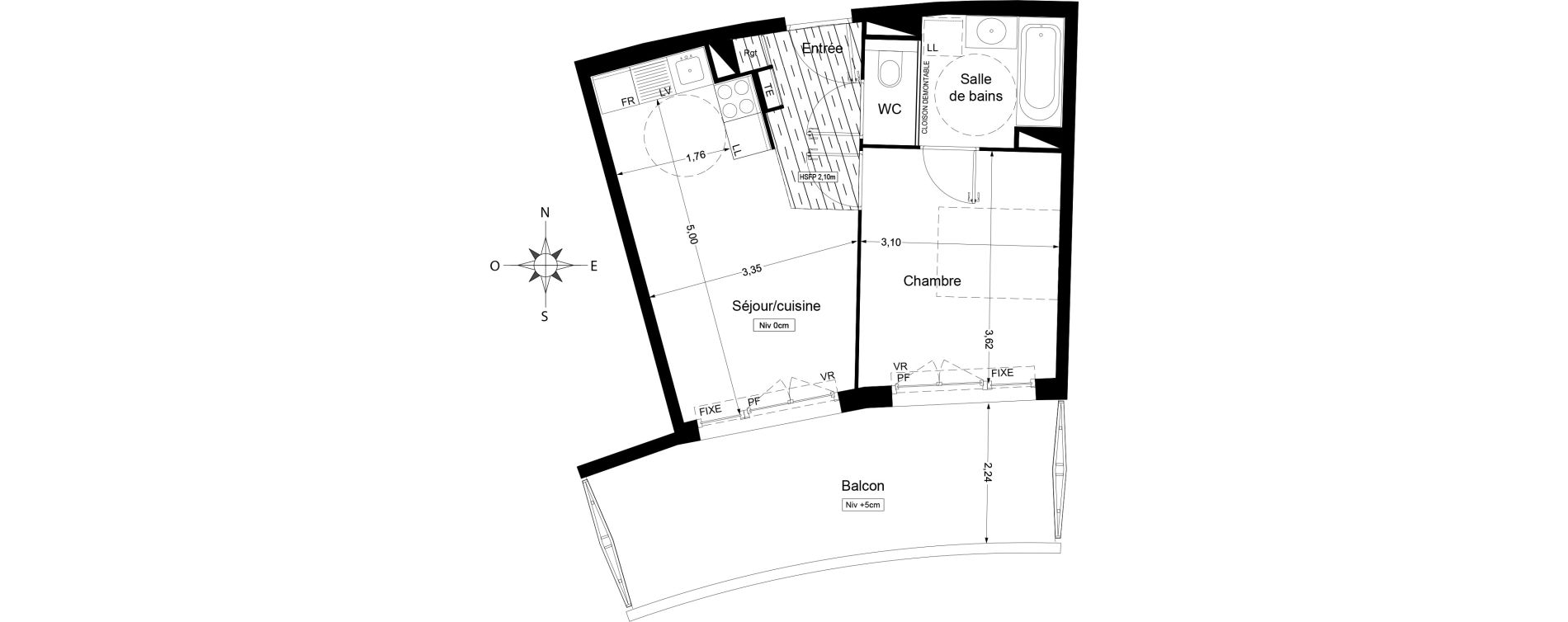 Appartement T2 de 36,75 m2 &agrave; Agde Centre
