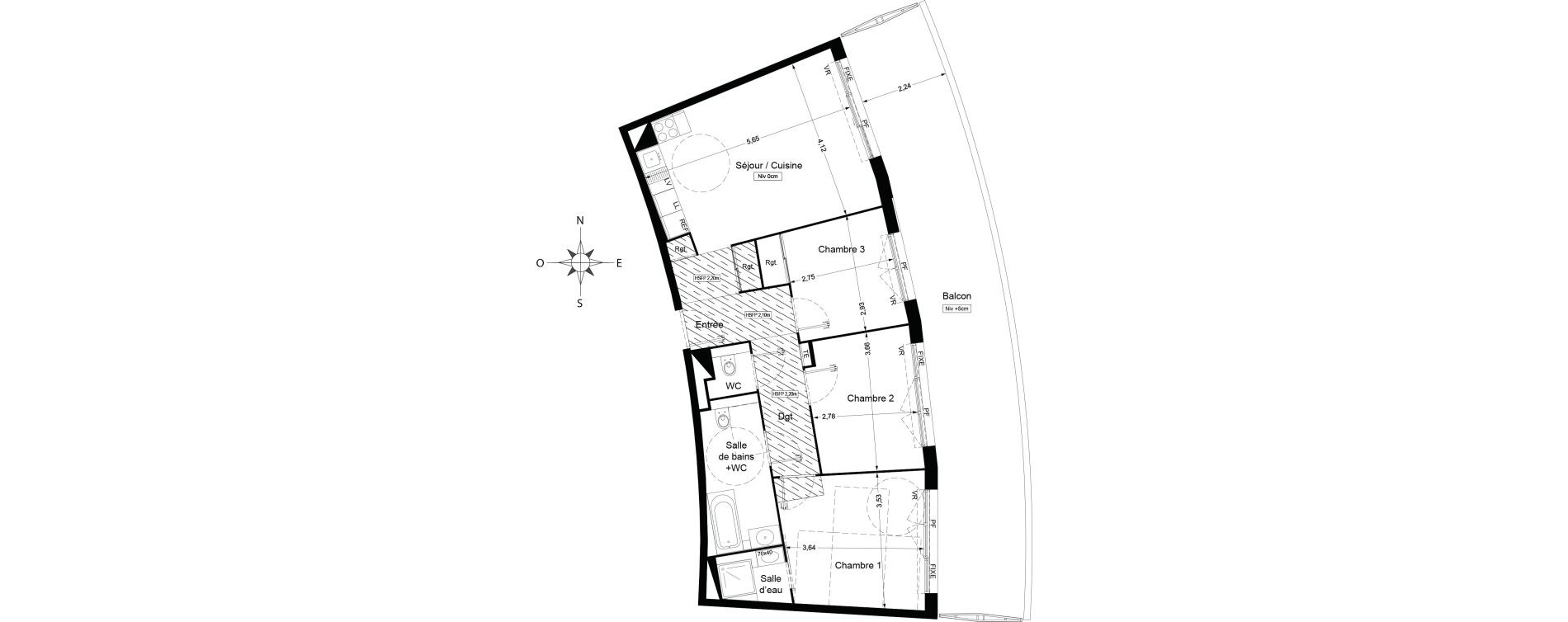 Appartement T4 de 74,40 m2 &agrave; Agde Centre