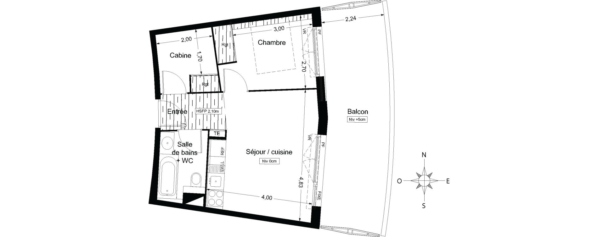 Appartement T2 meubl&eacute; de 38,00 m2 &agrave; Agde Les 7 fonts