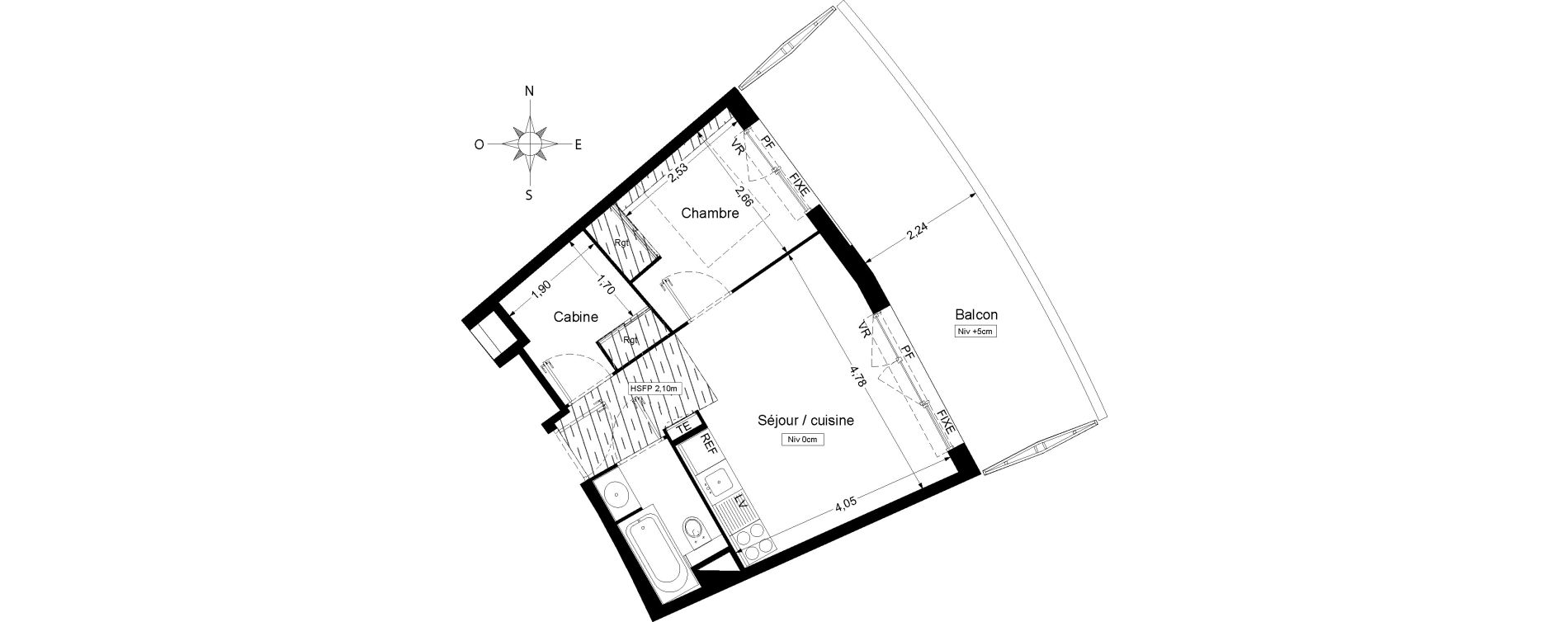 Appartement T2 meubl&eacute; de 36,00 m2 &agrave; Agde Les 7 fonts