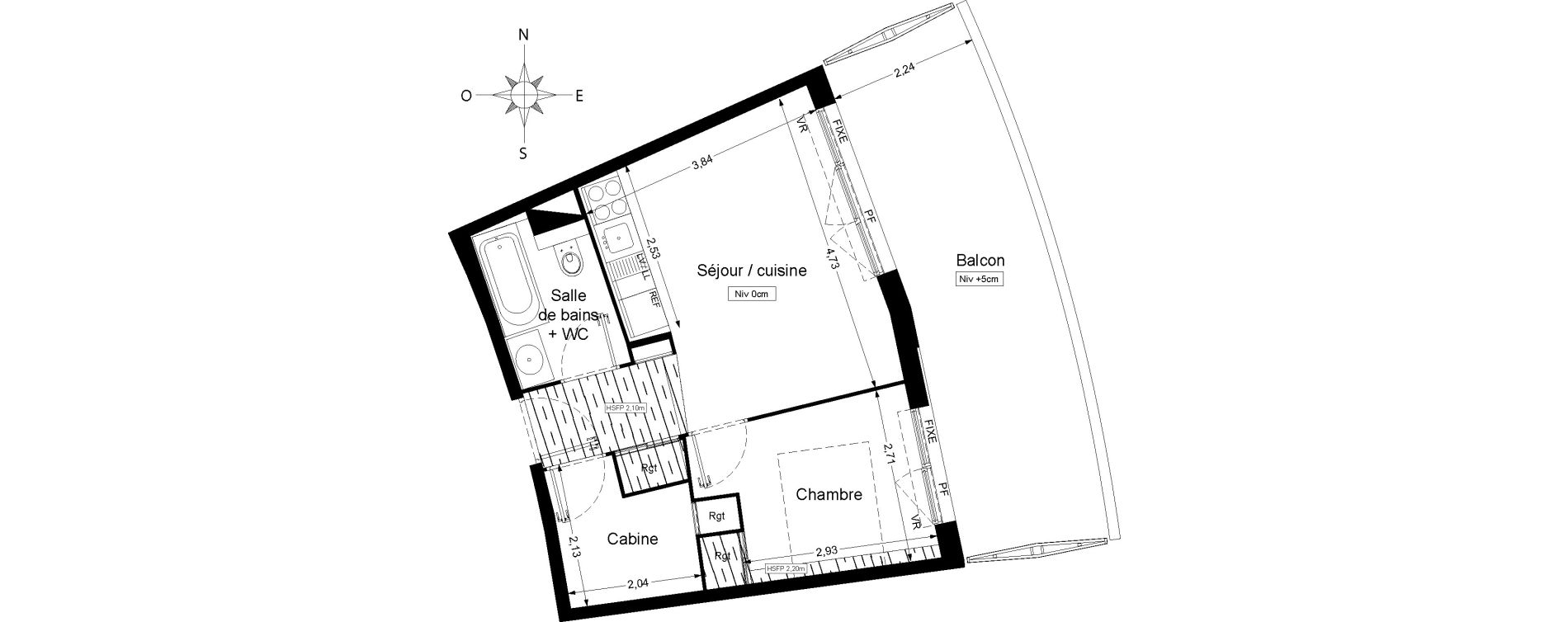 Appartement T2 meubl&eacute; de 37,00 m2 &agrave; Agde Les 7 fonts