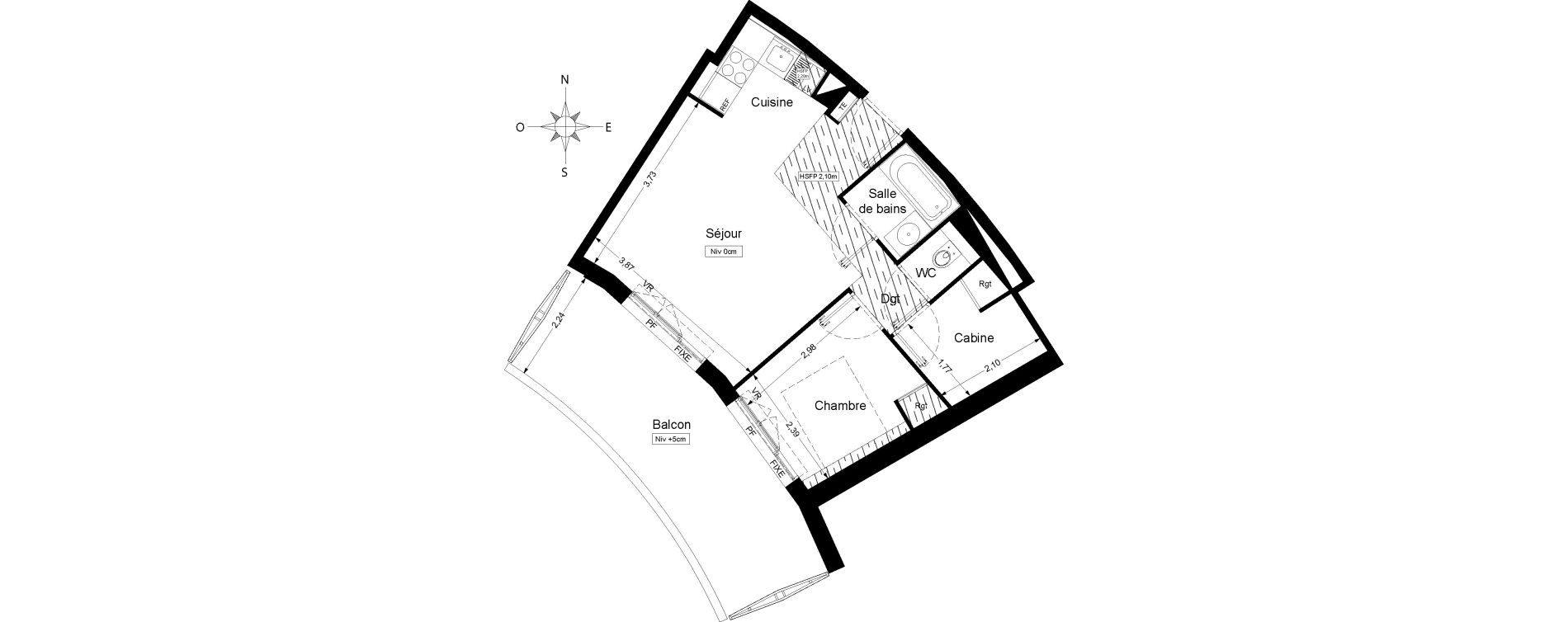 Appartement T2 meubl&eacute; de 42,00 m2 &agrave; Agde Les 7 fonts