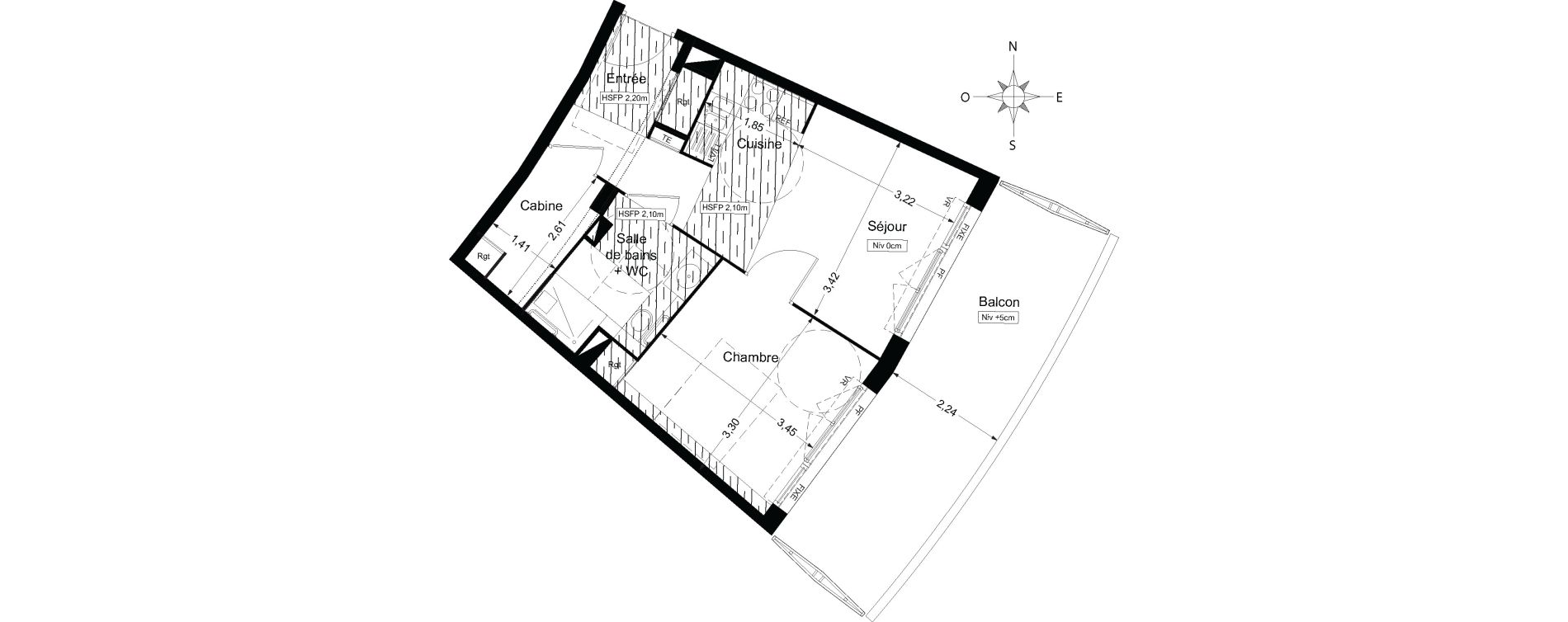 Appartement T2 meubl&eacute; de 43,00 m2 &agrave; Agde Les 7 fonts